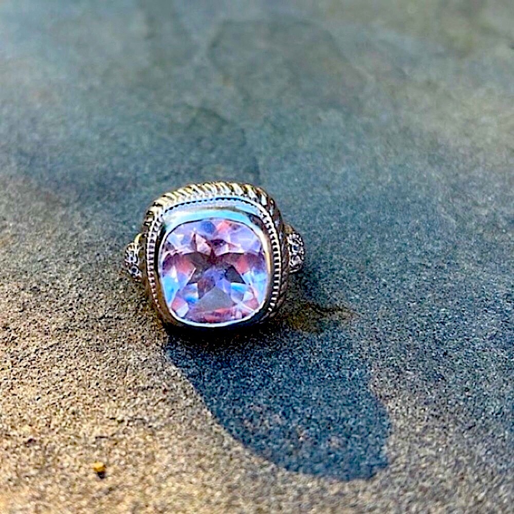 SUNDANCE Ring Pale Amethyst 925 Ring Sterling Silver Faceted Stone Purple Size 7